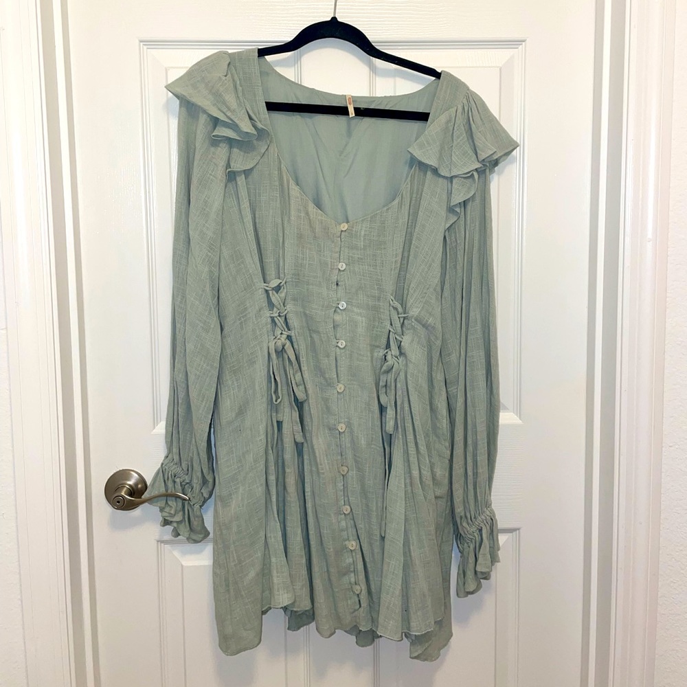 Free People Boho Mint Green Tunic Dress Size Large